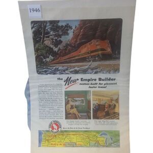 Vintage 1946 Great Northern Railway The New Empire Builder Ad Advertisement